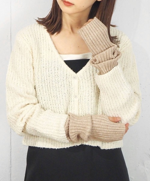 tiptop（ティップトップ）の「リブアームウォーマー（アームカバー・レディース・ブラック/オレンジ/ブルー/アイボリー/グリーン系その他/ライトベージュ・FREE）」の7枚目の写真