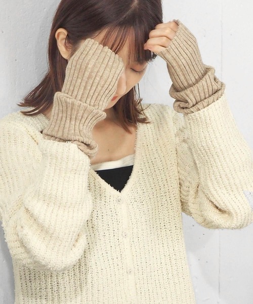 tiptop（ティップトップ）の「リブアームウォーマー（アームカバー・レディース・ブラック/オレンジ/ブルー/アイボリー/グリーン系その他/ライトベージュ・FREE）」の9枚目の写真