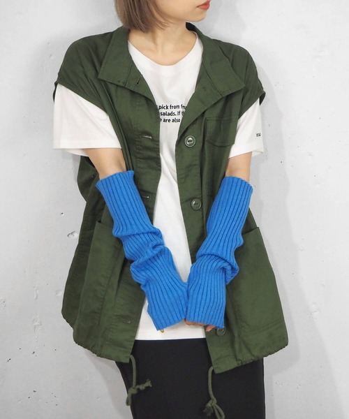 tiptop（ティップトップ）の「リブアームウォーマー（アームカバー・レディース・ブラック/オレンジ/ブルー/アイボリー/グリーン系その他/ライトベージュ・FREE）」の18枚目の写真