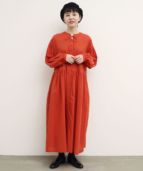 l'atelier du savon（アトリエドサボン）の「●秋の実つぶつぶワンピース（ワンピース・レディース・ブラック/オレンジ/グリーン・FREE）」の10枚目の写真