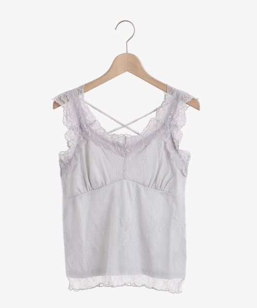 MAJESTIC LEGON（マジェスティックレゴン）の「レースクロスタンク（タンクトップ・レディース・ライトグレー/オフホワイト/モカ/ベージュ・MEDIUM）」の3枚目の写真