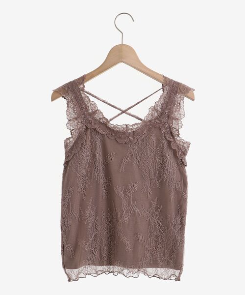 MAJESTIC LEGON（マジェスティックレゴン）の「レースクロスタンク（タンクトップ・レディース・ライトグレー/オフホワイト/モカ/ベージュ・MEDIUM）」の7枚目の写真