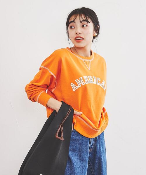 coen（コーエン）の「USAコットン裏毛AMERICAN/BEAUTYロゴプリントスウェット（スウェット・レディース・ダークグリーン/ナチュラル/オレンジ・L/M）」の22枚目の写真