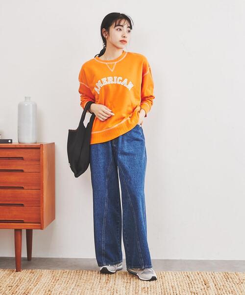 coen（コーエン）の「USAコットン裏毛AMERICAN/BEAUTYロゴプリントスウェット（スウェット・レディース・ダークグリーン/ナチュラル/オレンジ・L/M）」の21枚目の写真