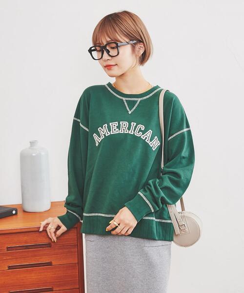 coen（コーエン）の「USAコットン裏毛AMERICAN/BEAUTYロゴプリントスウェット（スウェット・レディース・ダークグリーン/ナチュラル/オレンジ・L/M）」の20枚目の写真
