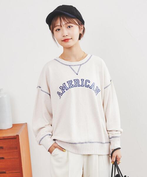coen（コーエン）の「USAコットン裏毛AMERICAN/BEAUTYロゴプリントスウェット（スウェット・レディース・ダークグリーン/ナチュラル/オレンジ・L/M）」の16枚目の写真