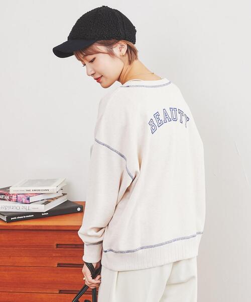 coen（コーエン）の「USAコットン裏毛AMERICAN/BEAUTYロゴプリントスウェット（スウェット・レディース・ダークグリーン/ナチュラル/オレンジ・L/M）」の15枚目の写真