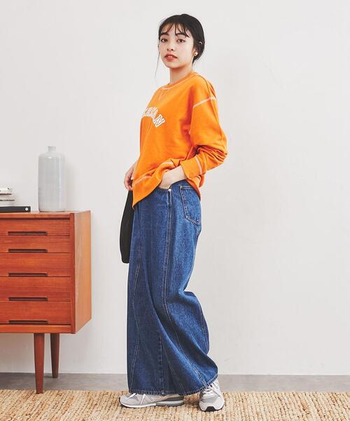 coen（コーエン）の「USAコットン裏毛AMERICAN/BEAUTYロゴプリントスウェット（スウェット・レディース・ダークグリーン/ナチュラル/オレンジ・L/M）」の9枚目の写真