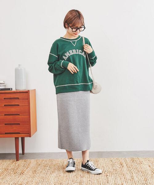 coen（コーエン）の「USAコットン裏毛AMERICAN/BEAUTYロゴプリントスウェット（スウェット・レディース・ダークグリーン/ナチュラル/オレンジ・L/M）」の6枚目の写真