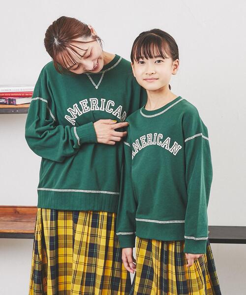 coen（コーエン）の「USAコットン裏毛AMERICAN/BEAUTYロゴプリントスウェット（スウェット・レディース・ダークグリーン/ナチュラル/オレンジ・L/M）」の4枚目の写真