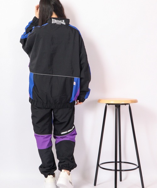 新品【LONSDALE】ブロックボリュームスリーブジャケット パープル LONSDALE ロンズデール ナイロンワッシャーカラーブロック