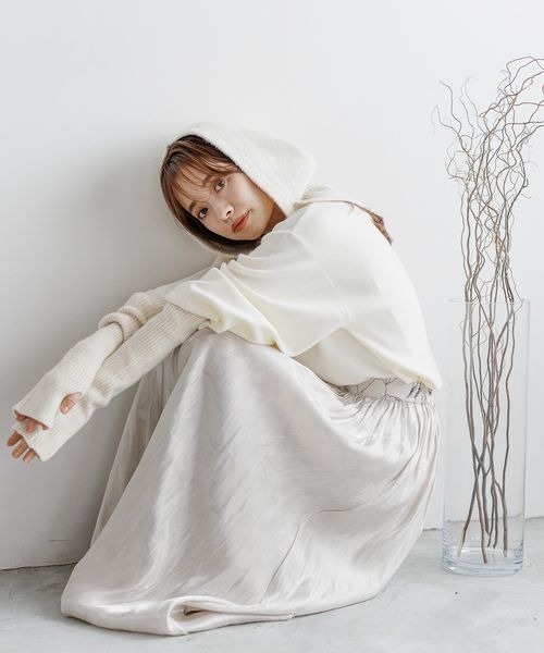 mysty woman(ミスティウーマン)の「ウール混で暖かいウールMIXアームウォーマー 165982(アームカバー・レディース・ホワイト/ベージュ/ブラウン・FREE)」の6枚目の写真