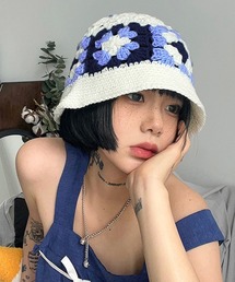 かぎ編み フラワーデザイン ニットバケットハット cula427