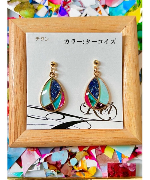 tone(トーン)の「【零-Rei-】彩生シリーズ 雫 ピアス(MA)(ピアス(両耳用)・レディース・ターコイズブルー/イエロー/ピンク/グリーン/オレンジ/ブルー・FREE)」の3枚目の写真