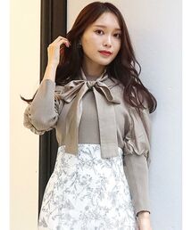 MERCURYDUO | ボウタイ付き異素材バルーンスリーブニット(ニット/セーター)