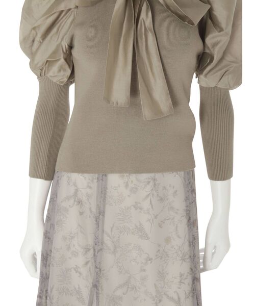 MERCURYDUO（マーキュリーデュオ）の「ボウタイ付き異素材バルーンスリーブニット（ニット/セーター・レディース・オフホワイト/ブラック/ミント・FREE）」の18枚目の写真