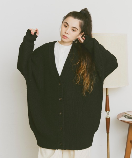 Libra Cue(リブラ キュー)の「リラックスオーバールーズカーディガン(カーディガン/ボレロ・レディース・アイボリー/ブラック/グレー・FREE)」の19枚目の写真