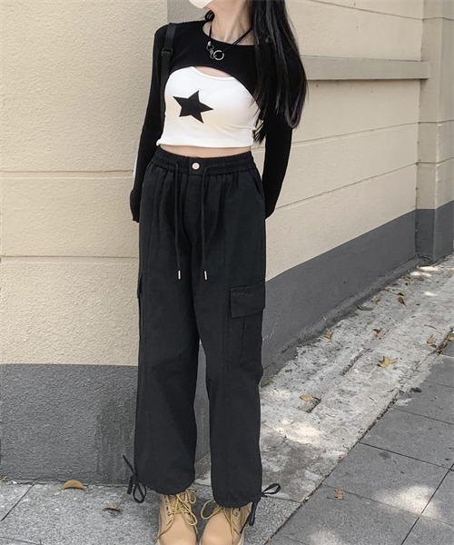 FREE STYLISTS(フリー スタイリスト)の「ワイドストレート カーゴパンツ(カーゴパンツ・レディース・ベージュ/ブラック/カーキ・L/XL/S/M)」の5枚目の写真