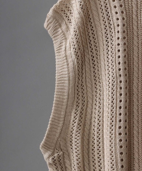 SITRY（シトリー）の「Openwork knitting vest/透かし編み ニットベスト（ベスト・メンズ・ライトグリーン/グレイッシュベージュ/グレイッシュブルー/テラコッタ/ブラック・M/L）」の8枚目の写真