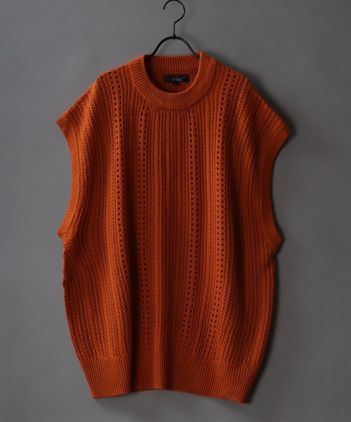 SITRY（シトリー）の「Openwork knitting vest/透かし編み ニットベスト（ベスト・メンズ・ライトグリーン/グレイッシュベージュ/グレイッシュブルー/テラコッタ/ブラック・M/L）」の16枚目の写真