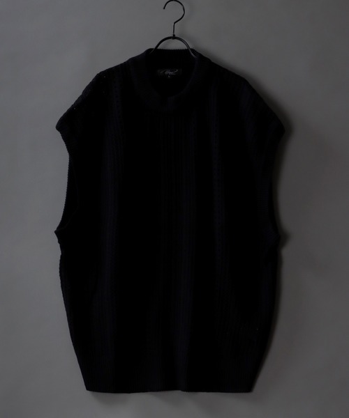 SITRY（シトリー）の「Openwork knitting vest/透かし編み ニットベスト（ベスト・メンズ・ライトグリーン/グレイッシュベージュ/グレイッシュブルー/テラコッタ/ブラック・M/L）」の15枚目の写真