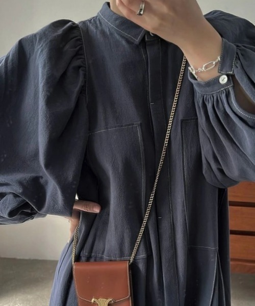 willfully タックボリュームワンピース WILLFULLY（ウィルフリー）の「stitch work volume sleeve tuck