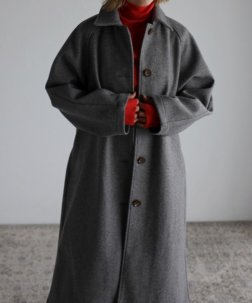 r.（アールドット）の「カットメルトン ステンカラーコート（ステンカラーコート・レディース・ブラック/ライトベージュ/グレー/ベージュ・FREE）」の5枚目の写真