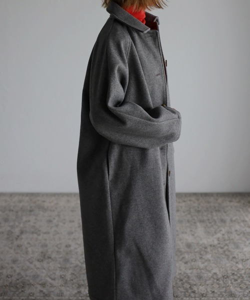 r.（アールドット）の「カットメルトン ステンカラーコート（ステンカラーコート・レディース・ブラック/ライトベージュ/グレー/ベージュ・FREE）」の6枚目の写真