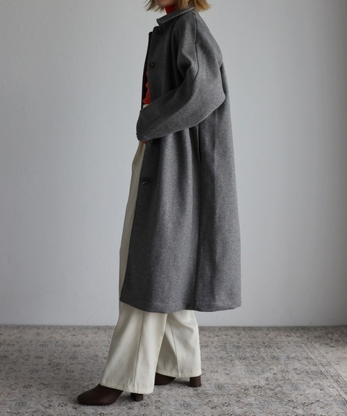 r.（アールドット）の「カットメルトン ステンカラーコート（ステンカラーコート・レディース・ブラック/ライトベージュ/グレー/ベージュ・FREE）」の8枚目の写真
