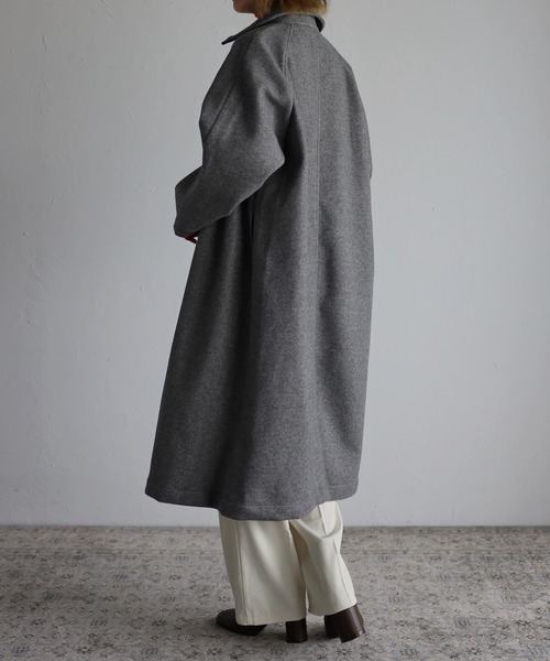 r.（アールドット）の「カットメルトン ステンカラーコート（ステンカラーコート・レディース・ブラック/ライトベージュ/グレー/ベージュ・FREE）」の9枚目の写真