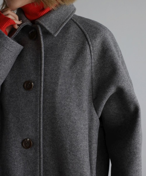 r.（アールドット）の「カットメルトン ステンカラーコート（ステンカラーコート・レディース・ブラック/ライトベージュ/グレー/ベージュ・FREE）」の10枚目の写真