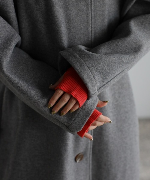 r.（アールドット）の「カットメルトン ステンカラーコート（ステンカラーコート・レディース・ブラック/ライトベージュ/グレー/ベージュ・FREE）」の11枚目の写真