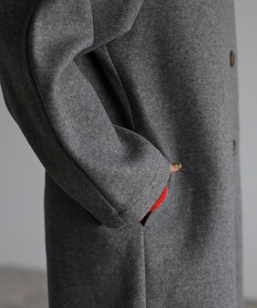 r.（アールドット）の「カットメルトン ステンカラーコート（ステンカラーコート・レディース・ブラック/ライトベージュ/グレー/ベージュ・FREE）」の12枚目の写真