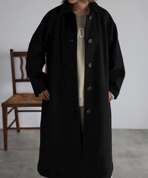 r.（アールドット）の「カットメルトン ステンカラーコート（ステンカラーコート・レディース・ブラック/ライトベージュ/グレー/ベージュ・FREE）」の15枚目の写真