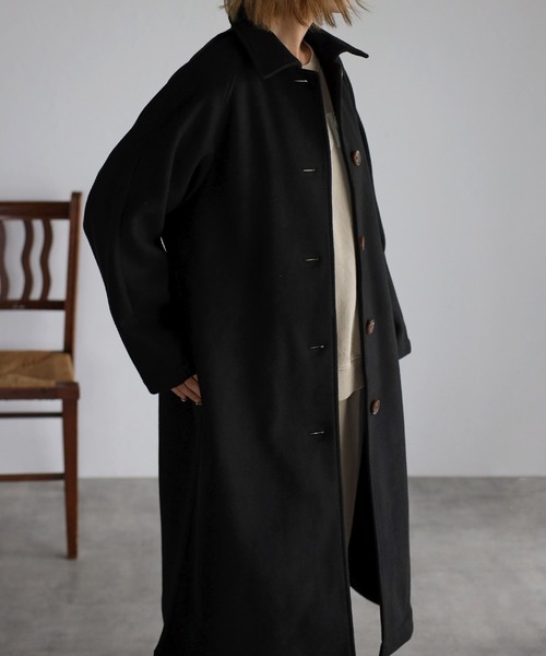 r.（アールドット）の「カットメルトン ステンカラーコート（ステンカラーコート・レディース・ブラック/ライトベージュ/グレー/ベージュ・FREE）」の16枚目の写真