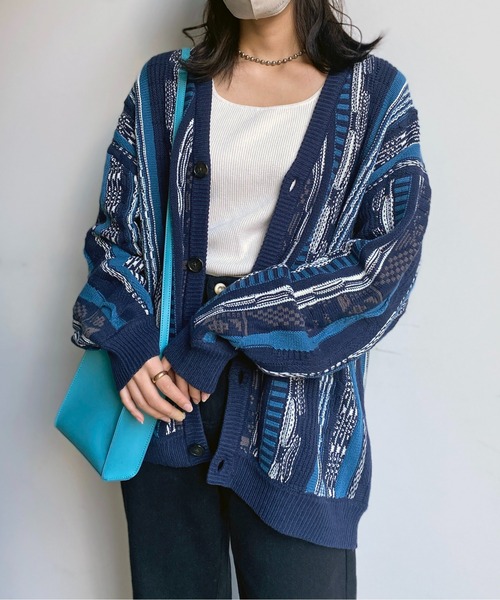 CPCM（シーピーシーエム）の「3D編みニットカーディガン（カーディガン/ボレロ・メンズ・ネイビー/ブラウン/ブラック/アイボリー・FREE）」の4枚目の写真