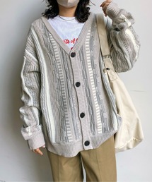 3D編みニットカーディガン