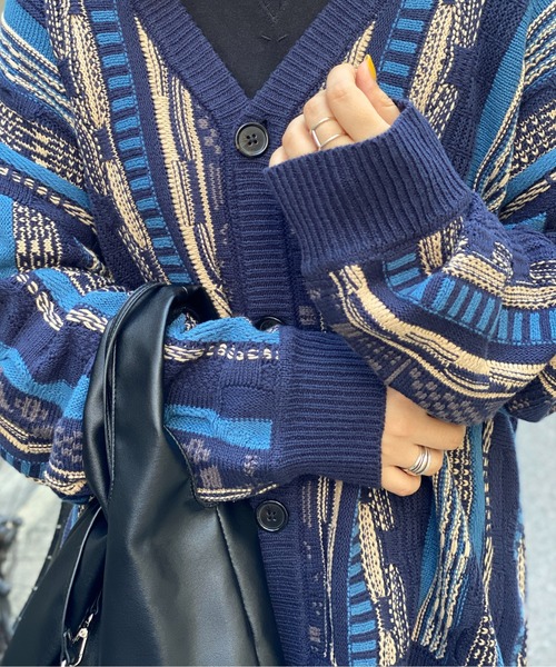 CPCM（シーピーシーエム）の「3D編みニットカーディガン（カーディガン/ボレロ・メンズ・ネイビー/ブラウン/ブラック/アイボリー・FREE）」の10枚目の写真