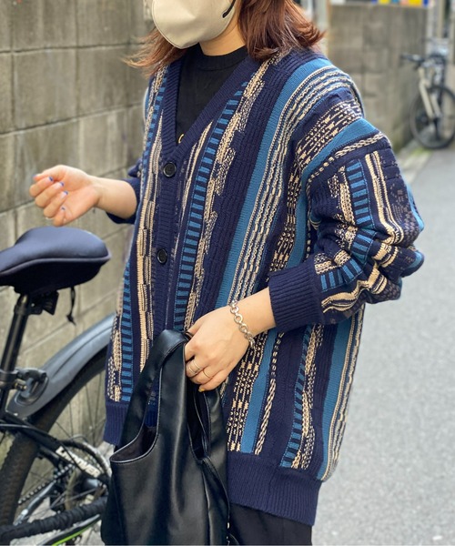 CPCM（シーピーシーエム）の「3D編みニットカーディガン（カーディガン/ボレロ・メンズ・ネイビー/ブラウン/ブラック/アイボリー・FREE）」の7枚目の写真