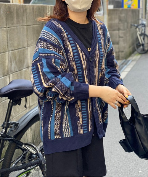 CPCM（シーピーシーエム）の「3D編みニットカーディガン（カーディガン/ボレロ・メンズ・ネイビー/ブラウン/ブラック/アイボリー・FREE）」の6枚目の写真