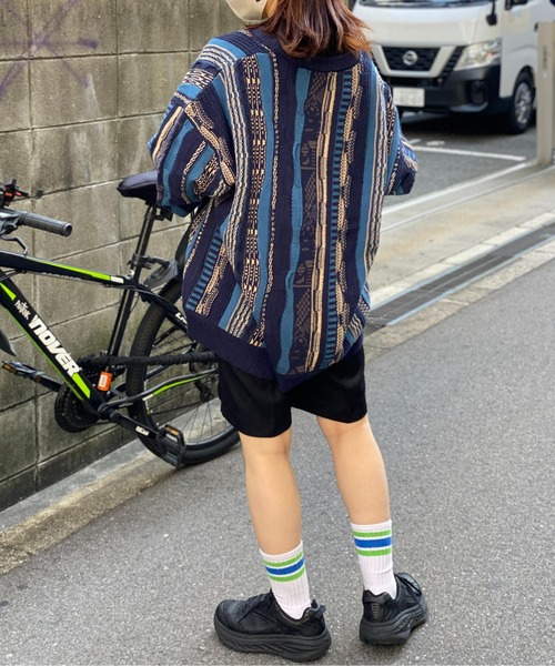 CPCM（シーピーシーエム）の「3D編みニットカーディガン（カーディガン/ボレロ・メンズ・ネイビー/ブラウン/ブラック/アイボリー・FREE）」の9枚目の写真