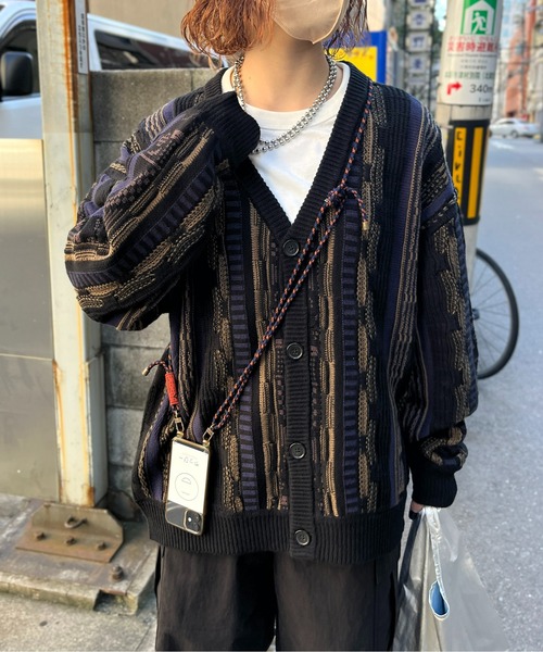 CPCM（シーピーシーエム）の「3D編みニットカーディガン（カーディガン/ボレロ・メンズ・ネイビー/ブラウン/ブラック/アイボリー・FREE）」の19枚目の写真