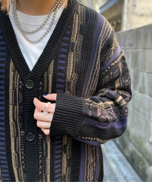 CPCM（シーピーシーエム）の「3D編みニットカーディガン（カーディガン/ボレロ・メンズ・ネイビー/ブラウン/ブラック/アイボリー・FREE）」の21枚目の写真