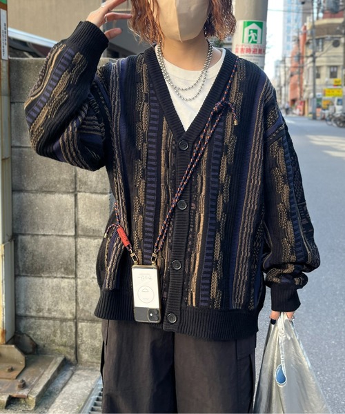 CPCM（シーピーシーエム）の「3D編みニットカーディガン（カーディガン/ボレロ・メンズ・ネイビー/ブラウン/ブラック/アイボリー・FREE）」の22枚目の写真