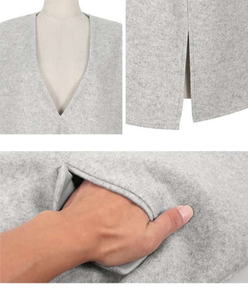 KOBE LETTUCE（コウベレタス）の「フェイクウールディープネックベスト（ベスト・レディース・グレー系/グレー/ベージュ系/ブラック・FREE）」の14枚目の写真