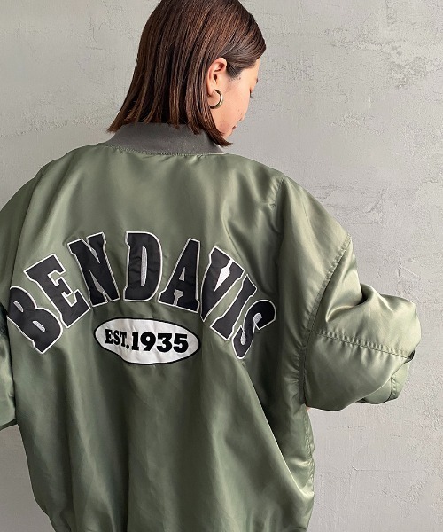 BEN DAVIS（ベンデイビス）の「[BEN DAVIS/ベンデイビス] レタードデザイン ビッグシルエットMA-1（MA-1・レディース・カーキ/ブラック・M/L/XL）」の14枚目の写真
