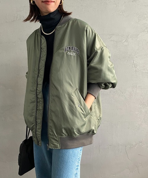 BEN DAVIS（ベンデイビス）の「[BEN DAVIS/ベンデイビス] レタードデザイン ビッグシルエットMA-1（MA-1・レディース・カーキ/ブラック・M/L/XL）」の8枚目の写真