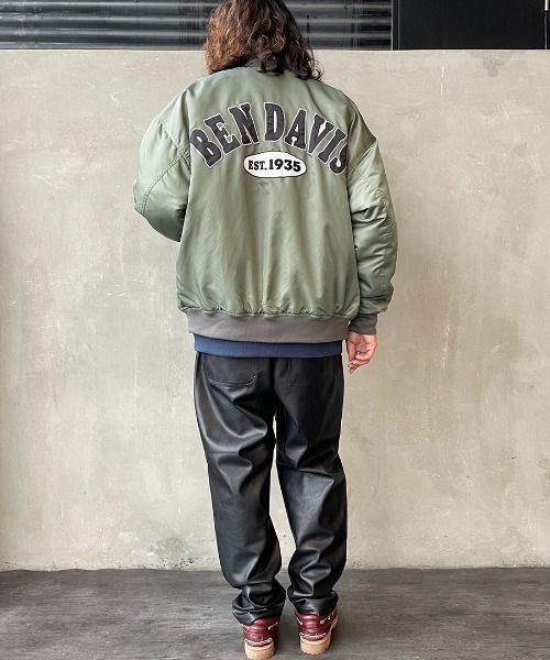 BEN DAVIS MA-1ジャケット オリーブグリーン セール】[BEN DAVIS/ベンデイビス] レタードデザイン ビッグ