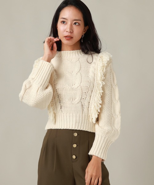 Cheek(チーク)の「ケーブルフリンジニット(ニット/セーター・レディース・アイボリー/グレー/ベージュ・MEDIUM)」の18枚目の写真