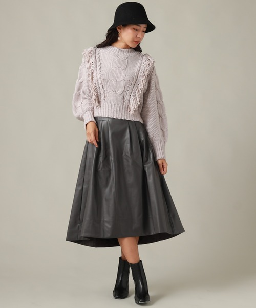 Cheek(チーク)の「ケーブルフリンジニット(ニット/セーター・レディース・アイボリー/グレー/ベージュ・MEDIUM)」の12枚目の写真